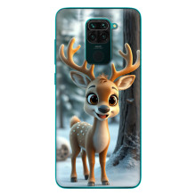 Яркий чехол для Xiaomi Redmi 10X с Зимними Оленятами (Оленёнок в лесу)