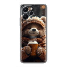 Печатный чехол «Зверята с кофе» для Xiaomi Redmi 12 (5G) – Мишка с кофе