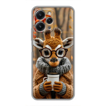 Печатный чехол «Зверята с кофе» для Xiaomi Redmi 12 (5G) – Жираф с кофе