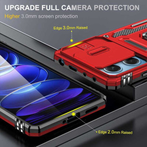 Ударопрочный чехол Camshield Army Ring для Xiaomi Redmi 12 / Poco M6 Pro 5G – Красный