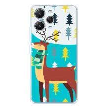 Силиконовый бампер с картинкой животных для Xiaomi Redmi 12 (Олень с шарфом)