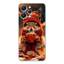 Печатный чехол «Зверята с кофе» для Xiaomi Redmi 12 – Белка с кофе