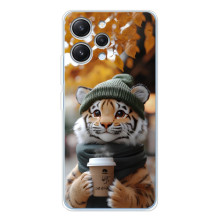 Печатный чехол «Зверята с кофе» для Xiaomi Redmi 12 – Тигр с кофе