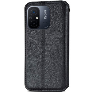 Кожаный чехол-книжка GETMAN Cubic (PU) для Xiaomi Redmi 12C – Черный