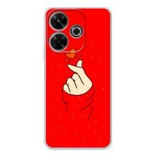 Чехлы (Знак сердечка) на Xiaomi Redmi 13 – Сердце на красном