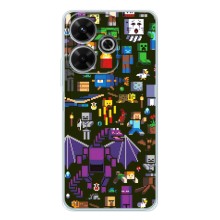 Чехол Майнкрафт на Xiaomi Redmi 13 (AlphaPrint) Minecraft (Коллаж Майнкрафт)