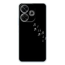 Чехол с картинками на черном фоне для Xiaomi Redmi 13 – Ноты