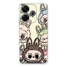 Чехол с Лабубу на Xiaomi Redmi 13 (Коллаж Лабубу)