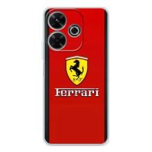 Силиконовый бампер с картинкой машины на Xiaomi Redmi 13 (Ferrari Logo)