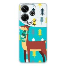 Силиконовый бампер с картинкой животных для Xiaomi Redmi 13 (Олень с шарфом)