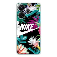 Силиконовый Чехол на Xiaomi Redmi 13 с картинкой Nike – Цветочный Nike