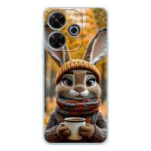 Друкований чохол 'Звірята з кавою' для Xiaomi Redmi 13 – Зайчик з кавою