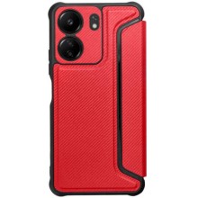 Кожаный чехол книжка GETMAN Razor (PU) для Xiaomi Redmi 13C / Poco C65 – Красный