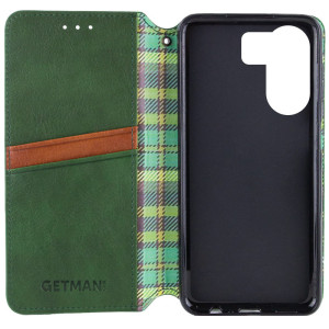 Кожаный чехол-книжка GETMAN Cubic (PU) для Xiaomi Redmi 13C / Poco C65 – Зеленый