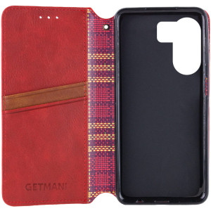 Кожаный чехол-книжка GETMAN Cubic (PU) для Xiaomi Redmi 13C / Poco C65 – Красный
