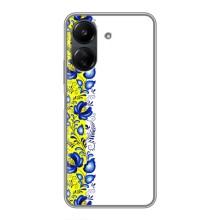 Силіконовый Чохол на Xiaomi Redmi 13C з картинкой Вишиванки – Жовто-біла вишиванка