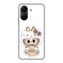 Чехол с принтом Лабубу для Xiaomi Redmi 13C – Белый Лабубу
