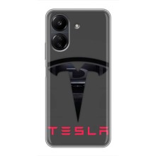 Силіконовий бампер з картинкою машини на Xiaomi Redmi 13C (Logo TESLA)
