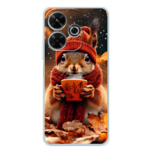 Печатный чехол «Зверята с кофе» для Xiaomi Redmi 13x – Белка с кофе