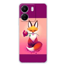Чехлы с картинкой Лисички для Xiaomi Redmi 14C (VPrint) (Лисичка с розочкой)