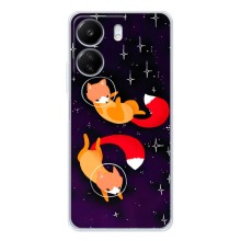 Чехлы с картинкой Лисички для Xiaomi Redmi 14C (VPrint) (Лисички космонавты)