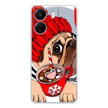 Чехлы с собаками для Xiaomi Redmi 14C (VPrint) (Собачка в шапке)
