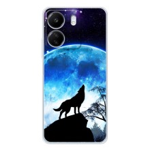 Защитные чехлы для Ксяоми Редми 14С (AlphaPrint) (ХИТ продаж) ВОЛК (Волк на луну)