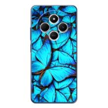 Чехол с принтом для Редми 15 - (Прикольные) (AlphaPrint) (Синие бабочки)