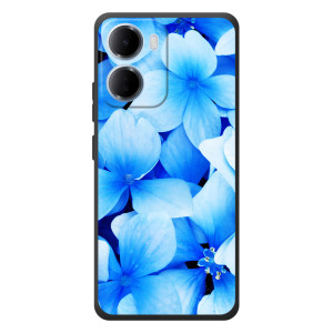 Силіконовий бампер з принтом (квіточки) на 

Xiaomi Redmi 15а 
 (Сині квіти)