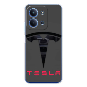 Силиконовый бампер с картинкой машины на Xiaomi Redmi 15C 5g – Logo TESLA