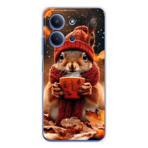 Печатный чехол «Зверята с кофе» для Xiaomi Redmi 15C 5g – Белка с кофе