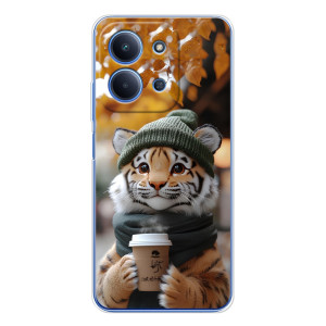 Печатный чехол «Зверята с кофе» для Xiaomi Redmi 15C 5g – Тигр с кофе