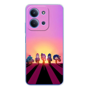 Силиконовый Чехол на Xiaomi Redmi 15C с картинкой Brawl Stars – Персонажи в закате