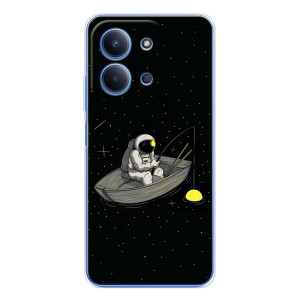 Силиконовый Чехол с принтом "Космонавты" на Xiaomi Redmi 15C – Космонавт на рыбалке