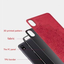 Скляний шкіряний чохол Leather Glass для Xiaomi Redmi 7A, тканинно-TPU чохол – Червоний