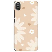 Чехол с цветочным принтом на Редми 7А – Бежевые цветы