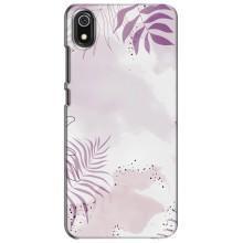 Чехол с цветочным принтом на Редми 7А – Фиолетовые листья