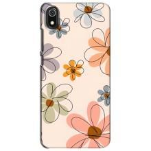 Чехол с цветочным принтом на Редми 7А – Разноцветные цветы