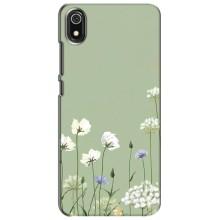 Чехол с цветочным принтом на Редми 7А – Цветы на зеленом