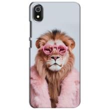 Чехол с принтом стильные животные для Редми 7А – Лев в очках