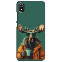 Чехол с принтом стильные животные для Редми 7А – Лось с кофе