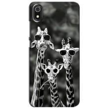 Силиконовый чехол с КАРТИНКАМИ лето для Xiaomi Redmi 7A (AlphaPrint) (Жирафы в очках)