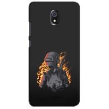 Силиконовый чехол с картинкой "Герой Pubg" на Xiaomi Redmi 8A (В огне)