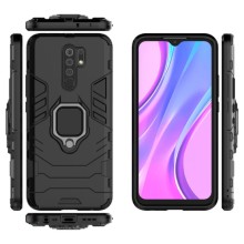 Ударопрочный чехол Transformer Ring for Magnet для Xiaomi Redmi 9 – Черный
