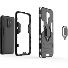 Ударопрочный чехол Transformer Ring for Magnet для Xiaomi Redmi 9 – Черный