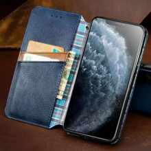 Кожаный чехол-книжка GETMAN Cubic (PU) для Xiaomi Redmi 9 – Синий