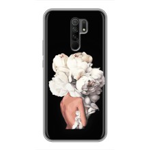 Чехлы (ART) Цветы на Xiaomi Redmi 9 (VPrint) (Белые цветы)