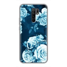 Чехлы (ART) Цветы на Xiaomi Redmi 9 (VPrint) (Голубые Бутоны)