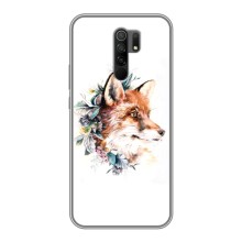 Чехлы с картинкой Лисички для Xiaomi Redmi 9 (VPrint) (Лисичка в цветочках)