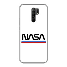 Силіконовый бампер з принтом "Наса" на Xiaomi Redmi 9 (NASA на білому тлі)